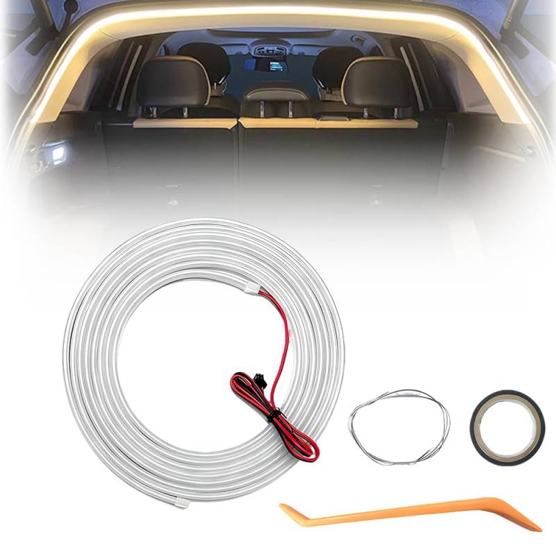 Dynamic Flowing Car Trunk Light Strip, Automatischer Sensor Tail Box Light Strip, Auto-Kofferraum Lichtstreifen Led Strip Lights for Car Trunk Cargo Area or Interior Illumination Decoration (Gelb, 4M) von COSEN