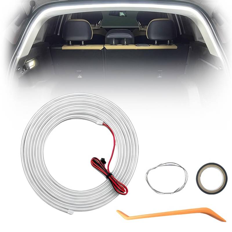 Dynamic Flowing Car Trunk Light Strip, Automatischer Sensor Tail Box Light Strip, Auto-Kofferraum Lichtstreifen Led Strip Lights for Car Trunk Cargo Area or Interior Illumination Decoration (Weiß, 2M) von COSEN