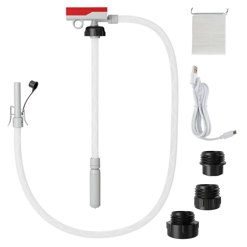 COSTWAY Kraftstoff Umfüllpumpe mit Auto-Stopp-Sensor, elektrische Kraftstoffpumpe 3,8 GPM mit 3 Größen Adaptern, Ölabsaugpumpe Benzinpumpe mit Schlauch für Diesel, Öl, Benzin von COSTWAY
