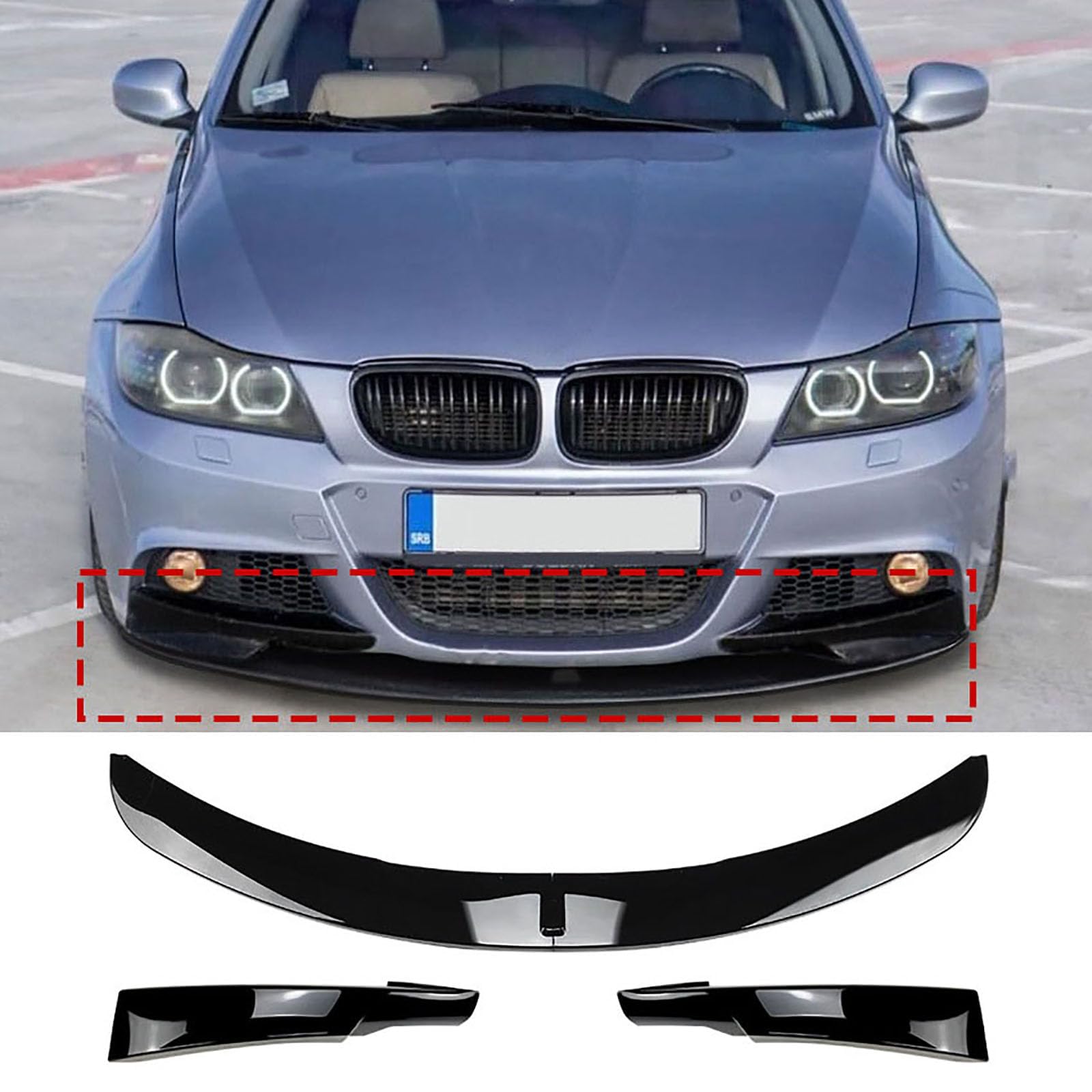 Frontspoiler Spoiler für BM-W 3 Series E90 E91 LCI M Sport 2009-2012, Auto Frontstoßflosse Spoiler Canards Lippe Vorne Unten Stoßstangen Protector Selbstklebend Frontspoilerlippe von COUSOPO