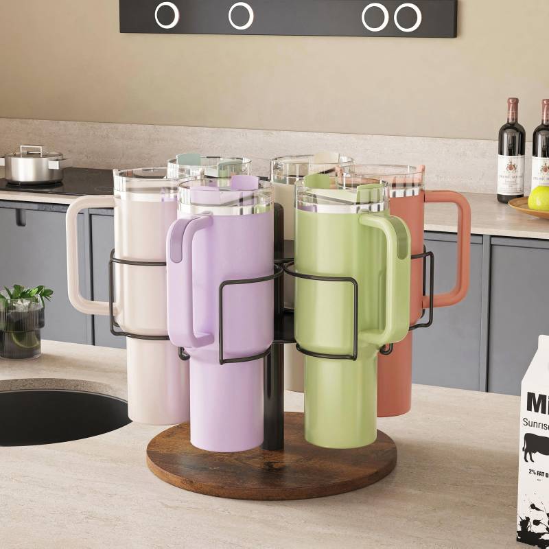 COVAODQ Stanley Tassen-Organizer, Drehbarer Organizer-Halter, Fasst 6 Tassen (Vintage Braun) von COVAODQ