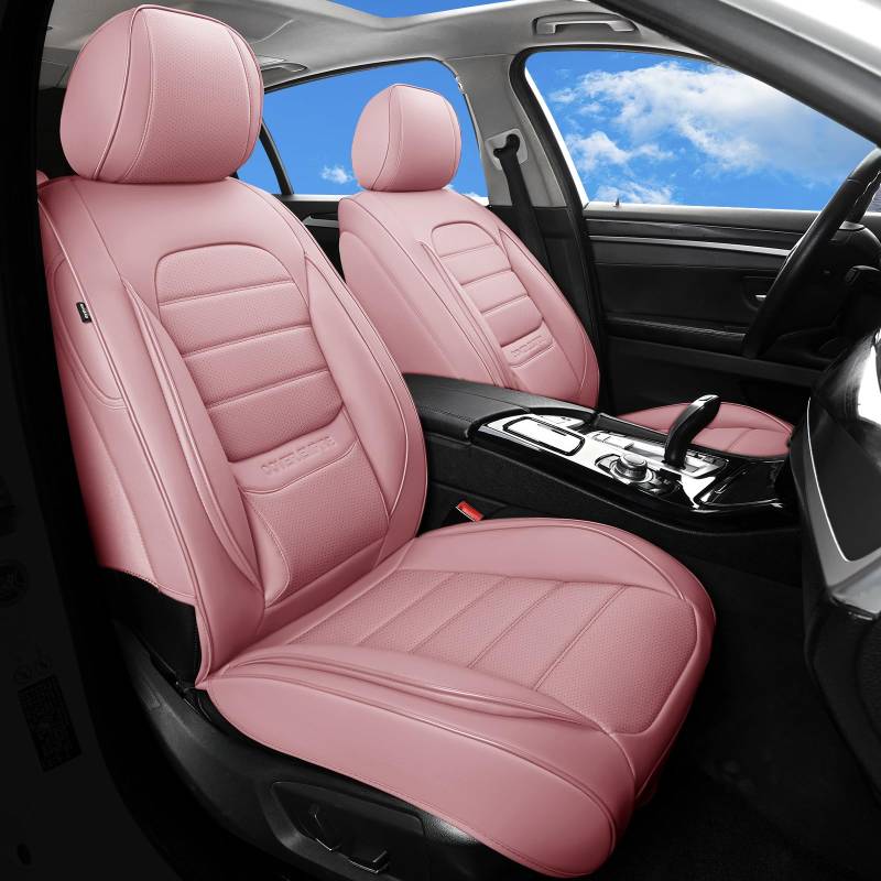COVER EMPIRE Rosa Sitzbezüge für Autos, wasserdichte Sitzbezüge, Leder Autositzbezüge 2 Stück, Universal Sitzkissenschutz für die meisten Autos von COVER EMPIRE