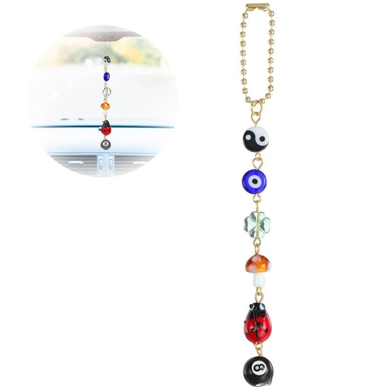 COYUN 1 Stück Evil Eye Auto Hängeornament, Autospiegel Anhänger, Blaue Evil Eye Anhänger für den Rückspiegel des Autos, glückliches Autozubehör, Evil Eye, Amulett, Schutz und Segen für Reisen von COYUN