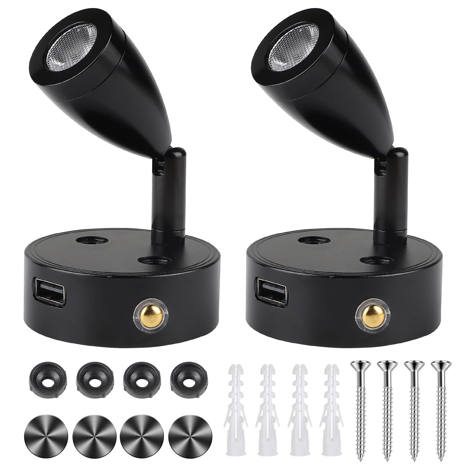 CPROSP 2tlg. 3W 12V LED Lampe Camper Dimmbar mit USB 3-6000k, 12v LED Spot Leselampe Wohnmobil Interior Led Licht Einstellbarer Schalter, 180 lm, 59 * 97mm, Schwarz CPROSP 2tlg. 3W 12V LED Lampe Camper Dimmbar mit USB 3-6000k, 12v LED Spot Leselampe Wohnmobil Interior Led Licht Einstellbarer Schalter, 180 lm, 59 * 97mm, Schwarz von CPROSP