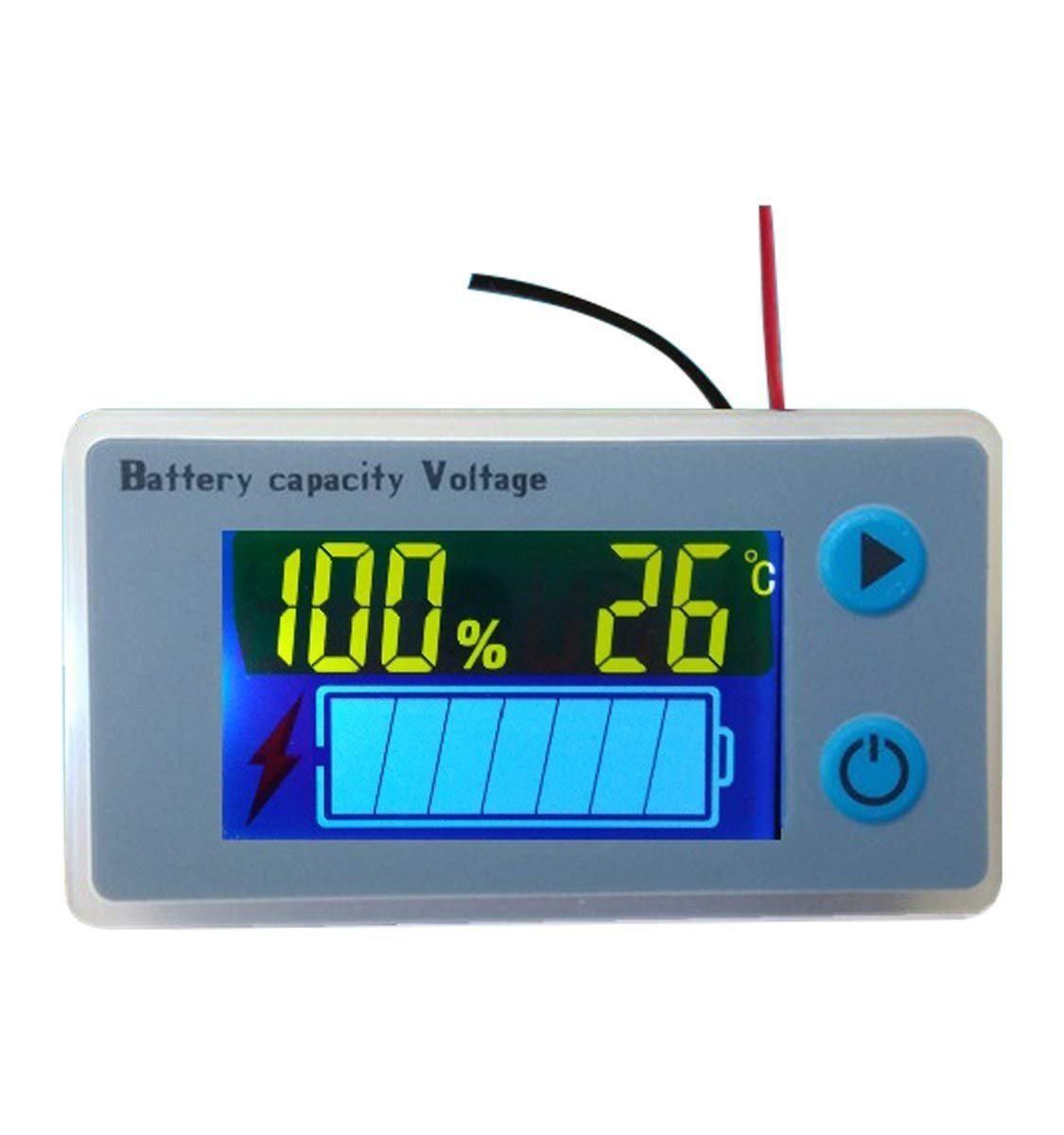 Multifunktionaler Batteriekapazitätsmonitor 10-100 V Programmierbarer Batteriestand Spannungs-Temperaturmesser (48V) von CPTDCL