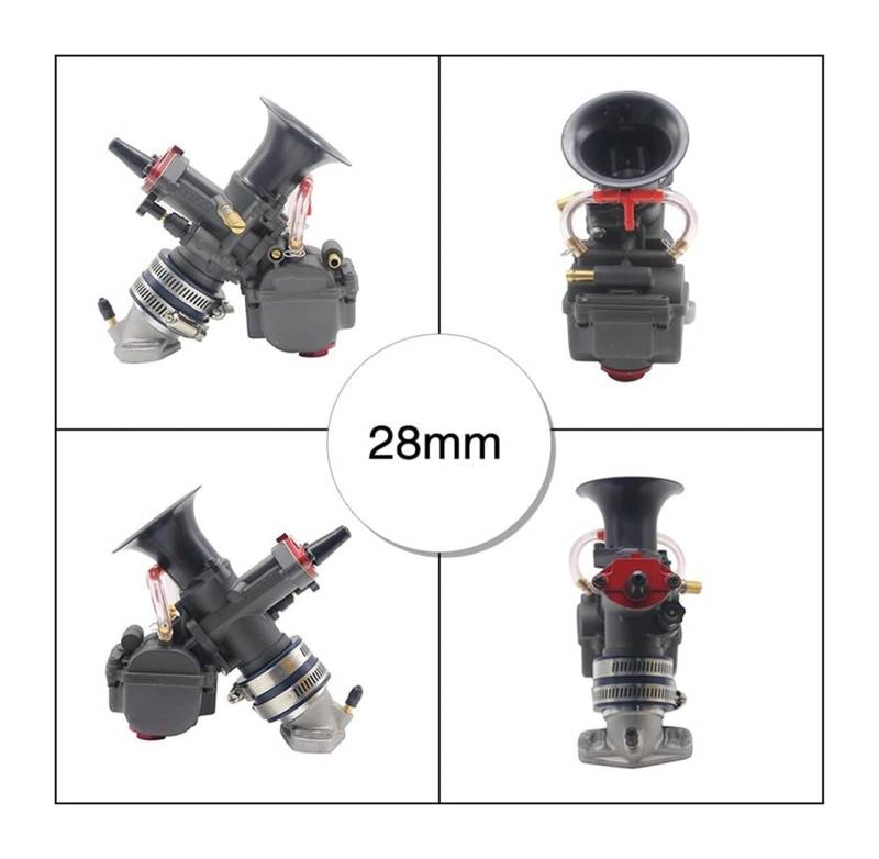 Vergaser Motorrad Für Yoshimura YD-MJN28 YD-MJN30 Dual Stack Vergaser Power Up Kit Für Monkey ATV Quad Go Kart Motorrad Vergaser Vergaser Carb Carburetor(Yd-28mm) von CPZPMFMKBG