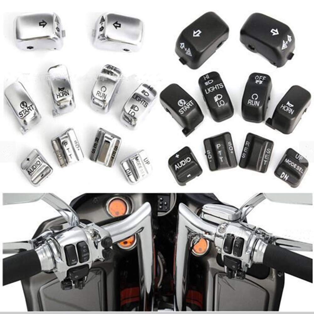 Motorrad Handsteuerung Schaltergehäuseknöpfe Kappe Für Harley Electra Road Tri Glide 1996-2013 (Schwarz) von CPeiTo