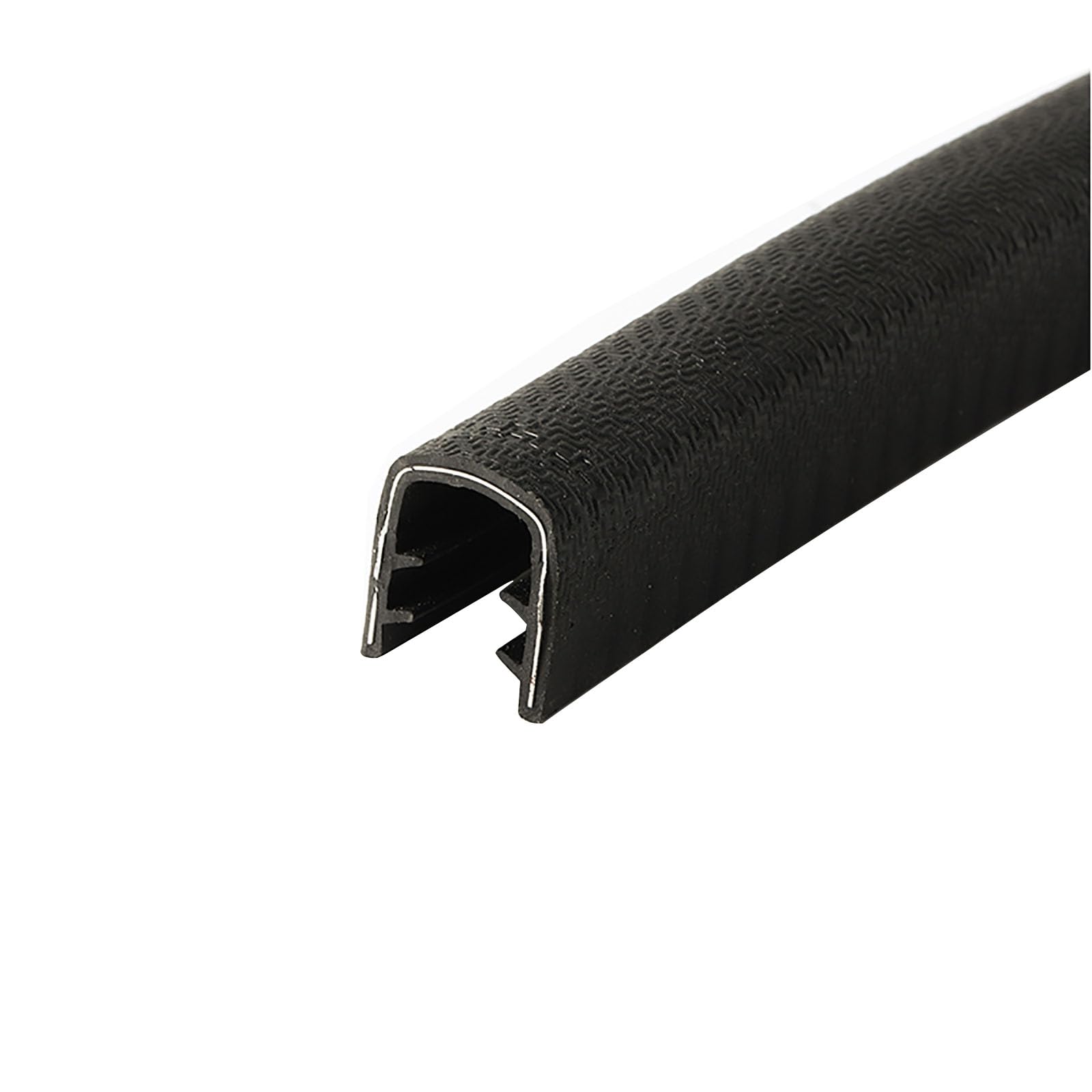 U-förmige Gummidichtungsleiste, 3,28 Fuß, schwarzer Rand mit Metallpassspalt for Paneele, Autotüren, Stahlplatten, Luken, Höhe x Breite(18mm x 15mm) von CQCQC