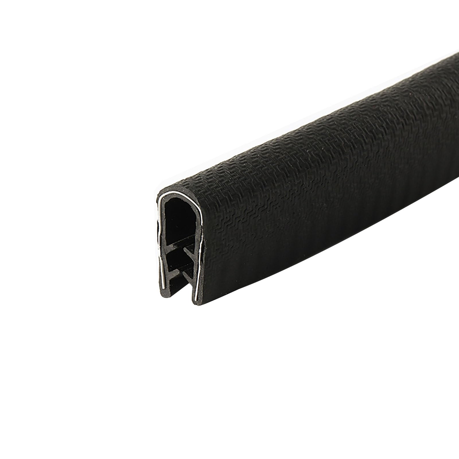 U-förmige Gummidichtungsleiste, 3,28 Fuß, schwarzer Rand mit Metallpassspalt for Paneele, Autotüren, Stahlplatten, Luken, Höhe x Breite(19mm x13mm) von CQCQC