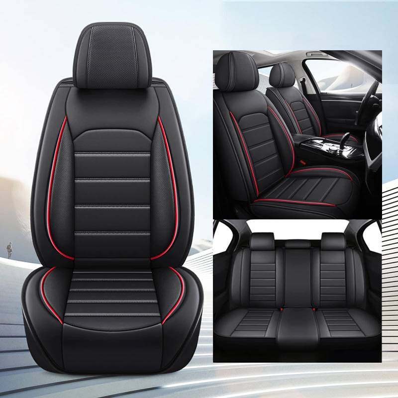 Auto Sitzbezüge Set Autositzbezüge für Renault Clio V Life/Zen/Intens/R.S. Line/Business 2019 2020-2023, Leder Sitzschoner Komplettset Autositzbezüge Wasserdicht Protektoren Zubehör von CQFCY