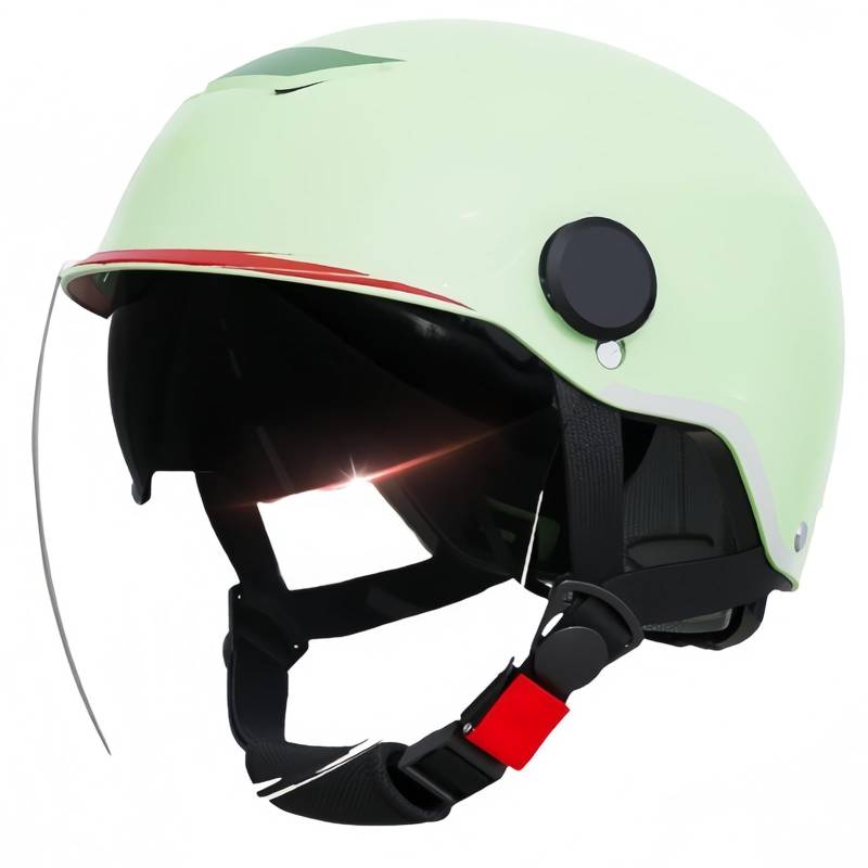 Halbschalen-Motorradhelm Sommerhelme Offener Motorradhelm Mit Sonnenblende Herausnehmbares Futter ECE/DOT-Zertifizierter Tourenhelm Belüfteter Helm I,(54-61CM) von CQHZCL