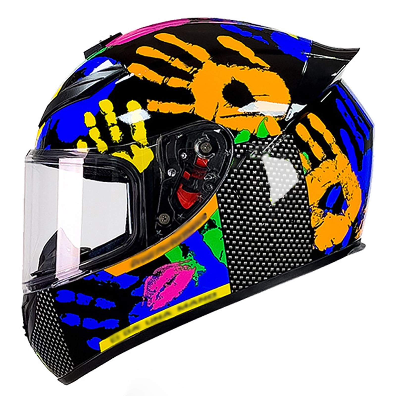 Integralhelm Für Damen Und Herren, Racing Style Motorradhelm ECE Zertifiziert, Integralhelm Mit Sonnenblende Aerodynamischem Spoiler E,XXL(63-64CM) von CQHZCL