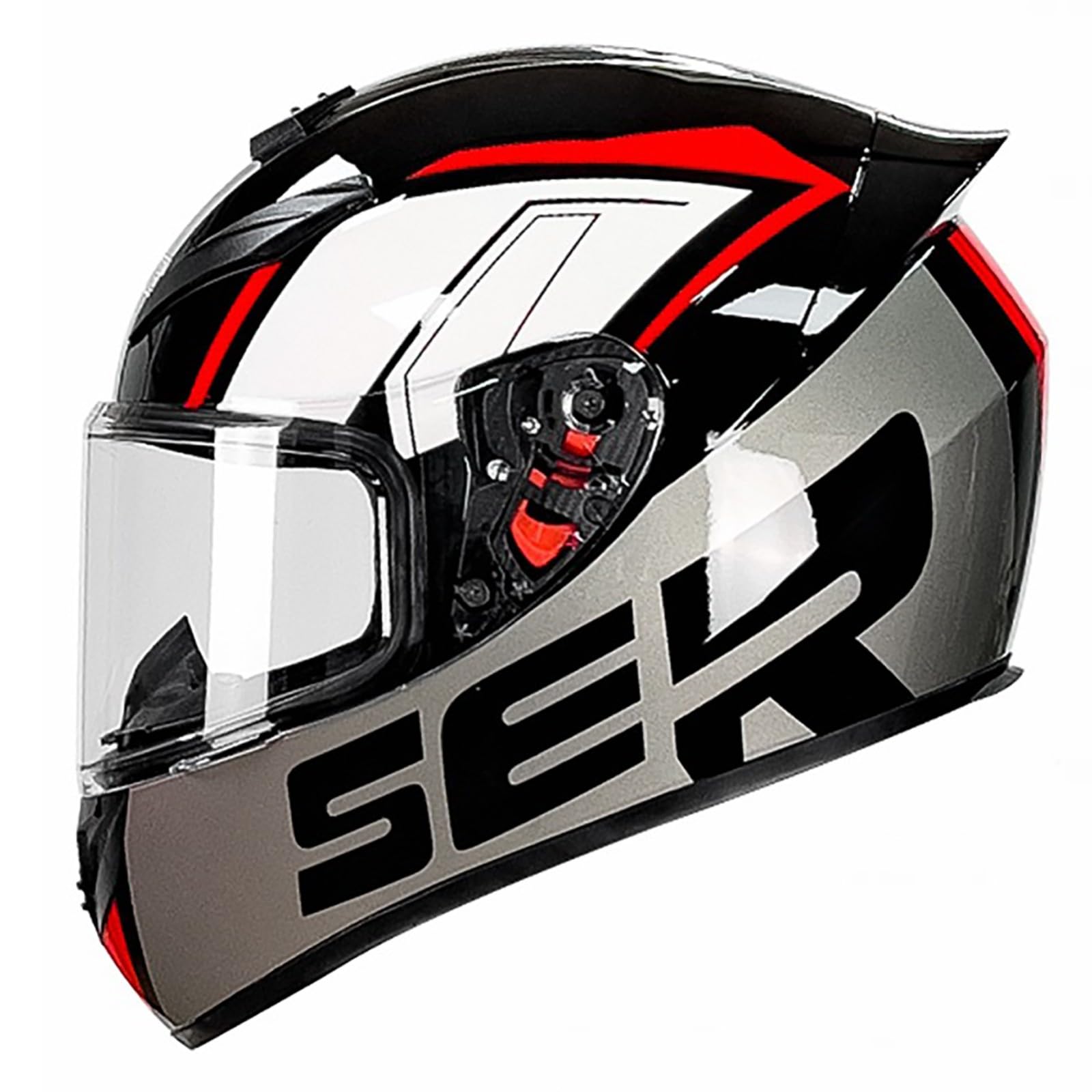 Integralhelm Für Damen Und Herren, Racing Style Motorradhelm ECE Zertifiziert, Integralhelm Mit Sonnenblende Aerodynamischem Spoiler G,M(57-58CM) von CQHZCL