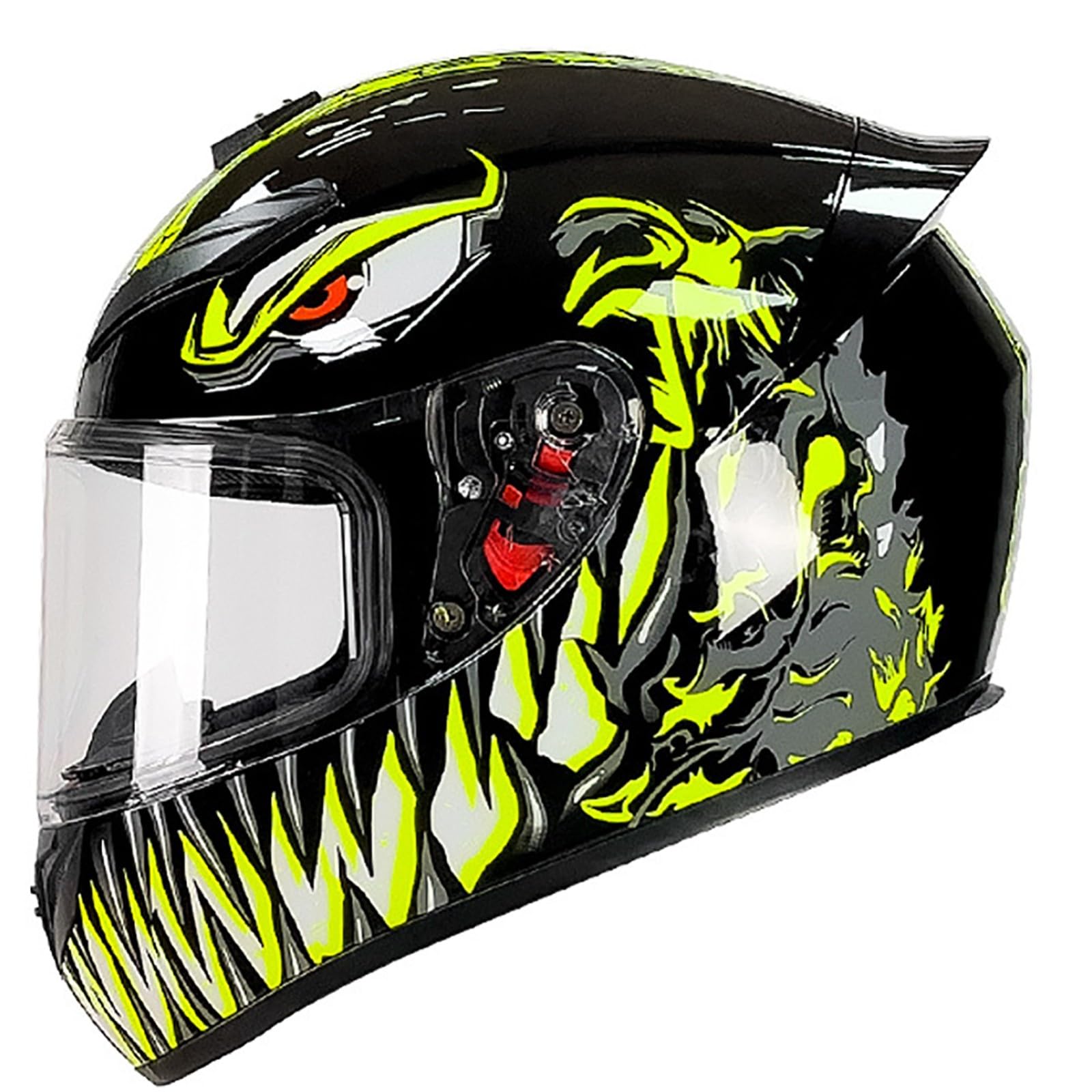 Integralhelm Für Damen Und Herren, Racing Style Motorradhelm ECE Zertifiziert, Integralhelm Mit Sonnenblende Aerodynamischem Spoiler I,L(59-60CM) von CQHZCL