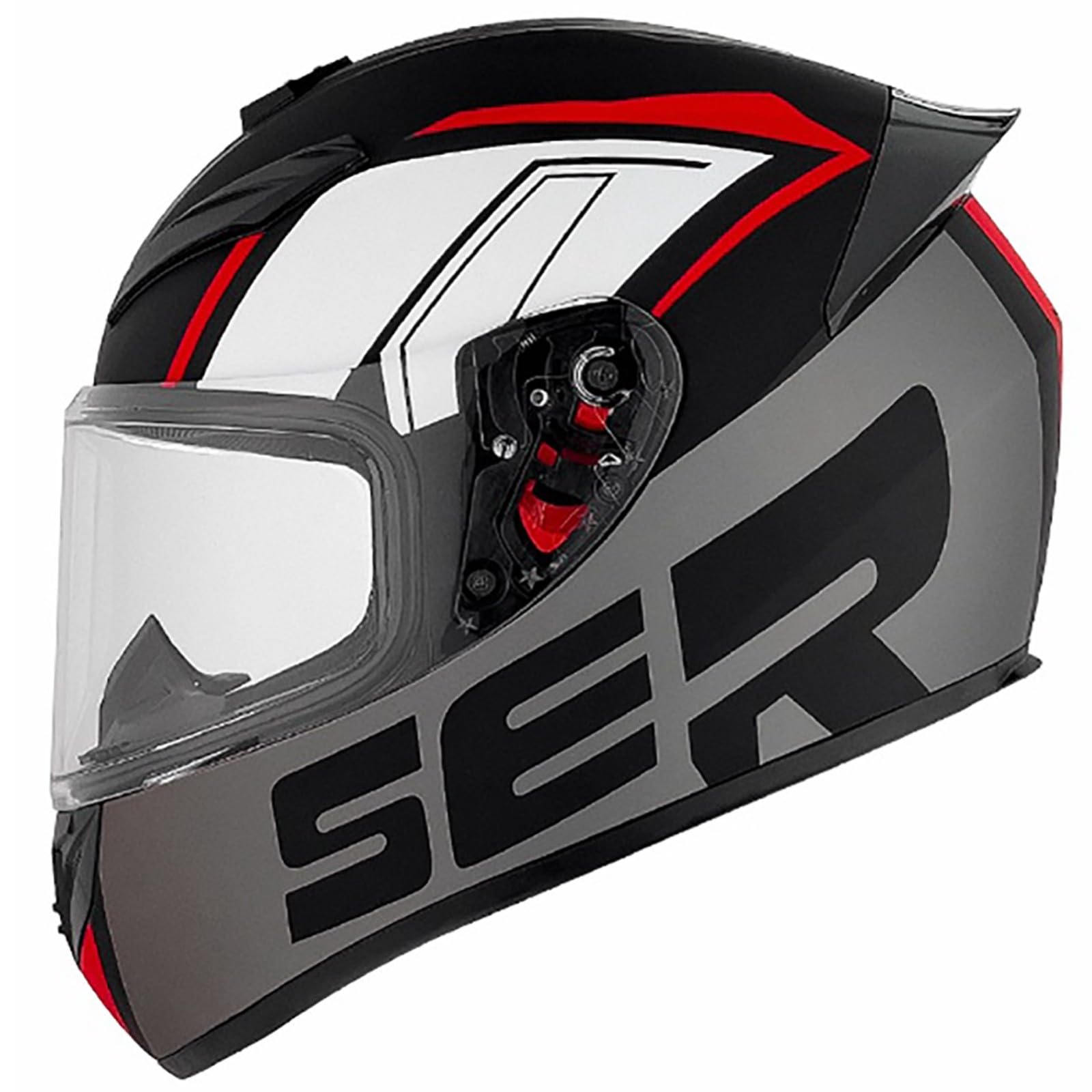 Integralhelm Für Damen Und Herren, Racing Style Motorradhelm ECE Zertifiziert, Integralhelm Mit Sonnenblende Aerodynamischem Spoiler J,L(59-60CM) von CQHZCL