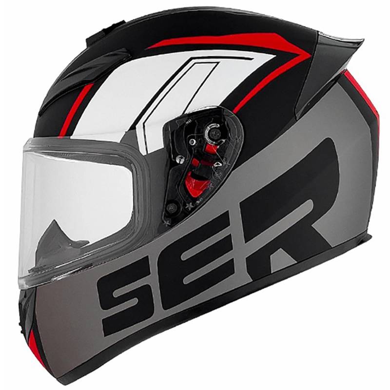 Integralhelm Für Damen Und Herren, Racing Style Motorradhelm ECE Zertifiziert, Integralhelm Mit Sonnenblende Aerodynamischem Spoiler J,L(59-60CM) von CQHZCL