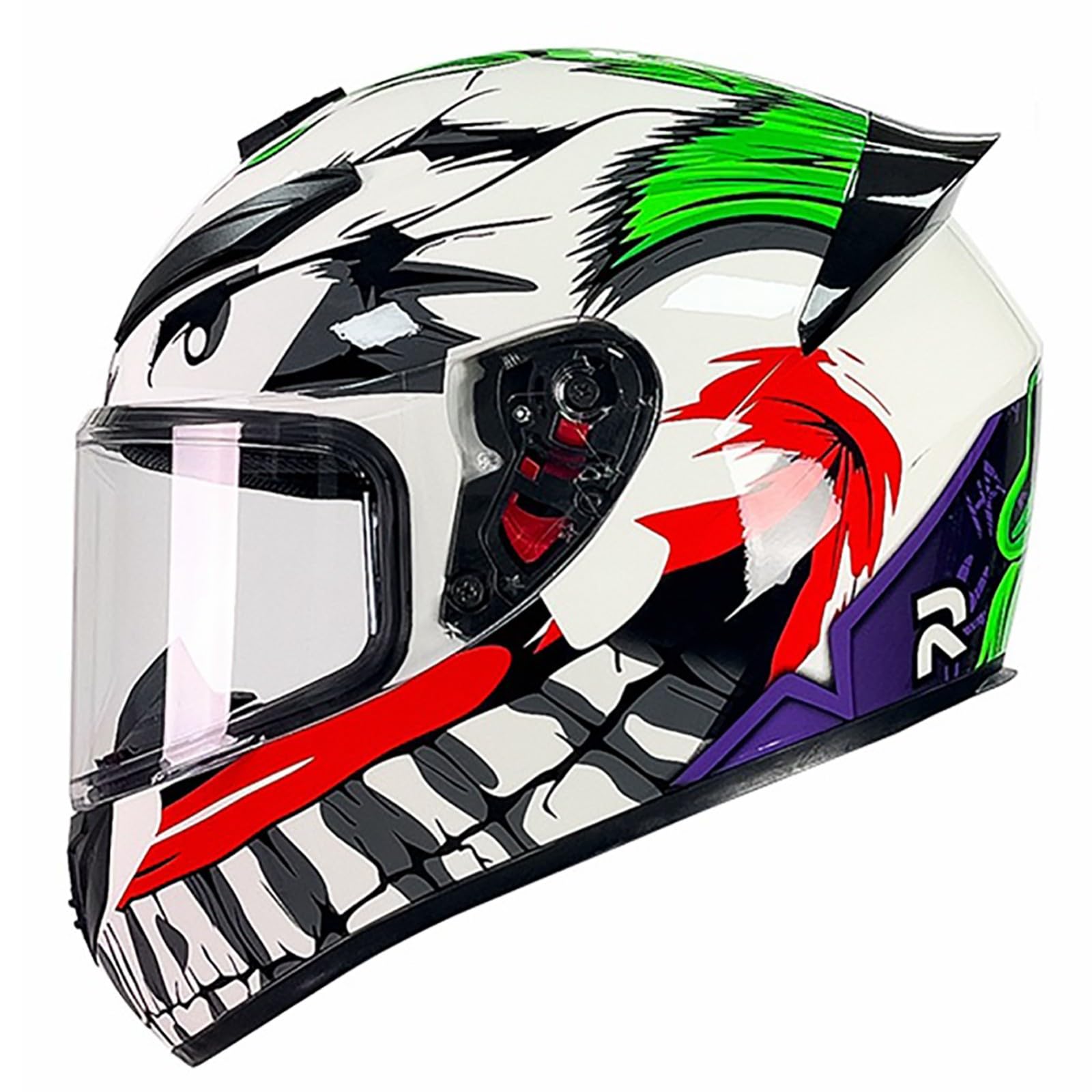 Integralhelm Für Damen Und Herren, Racing Style Motorradhelm ECE Zertifiziert, Integralhelm Mit Sonnenblende Aerodynamischem Spoiler K,L(59-60CM) von CQHZCL