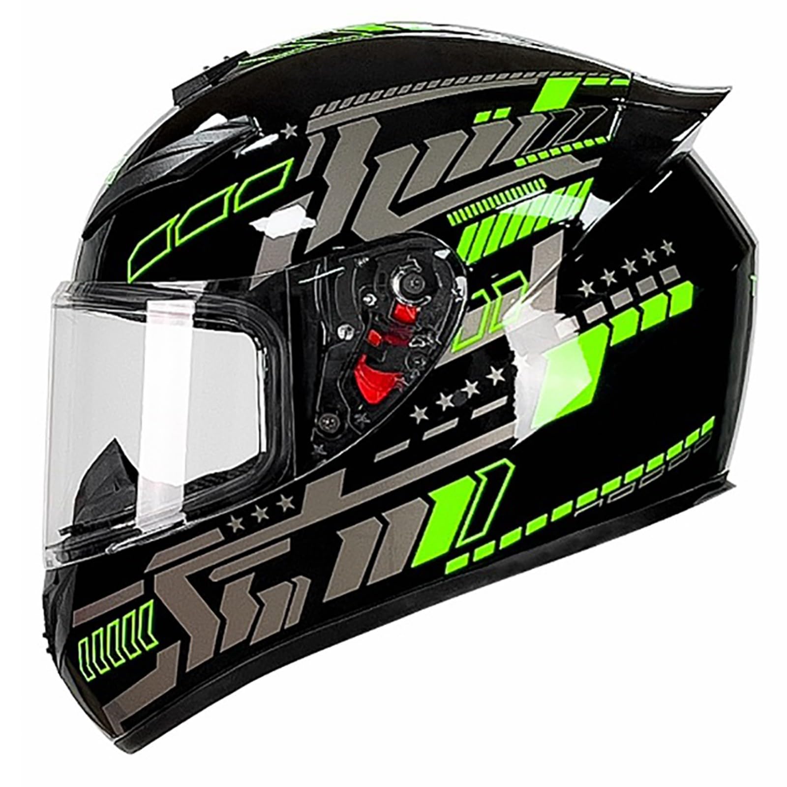 Integralhelm Für Damen Und Herren, Racing Style Motorradhelm ECE Zertifiziert, Integralhelm Mit Sonnenblende Aerodynamischem Spoiler L,XXXL(64-65CM) von CQHZCL