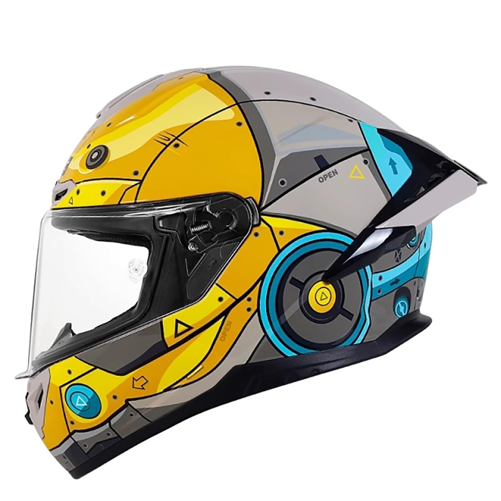 Integralhelm Mit Sonnenblende, Racing Style Motorrad Helm Mit Aerodynamischem Spoiler, Motorradhelm Full-Face Helme Für Damen Und Herren, ECE Zertifiziert E,L(55-56CM) von CQHZCL