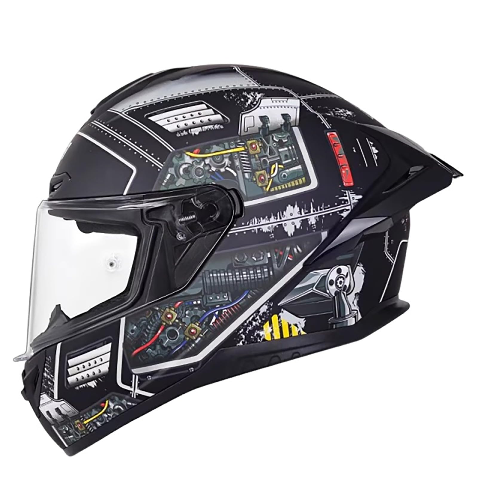 Integralhelm Mit Sonnenblende, Racing Style Motorrad Helm Mit Aerodynamischem Spoiler, Motorradhelm Full-Face Helme Für Damen Und Herren, ECE Zertifiziert F,M(54-55CM) von CQHZCL