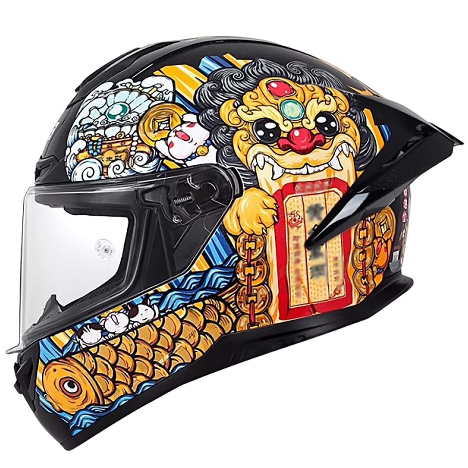 Integralhelm Mit Sonnenblende, Racing Style Motorrad Helm Mit Aerodynamischem Spoiler, Motorradhelm Full-Face Helme Für Damen Und Herren, ECE Zertifiziert H,XXL(58-59CM) von CQHZCL