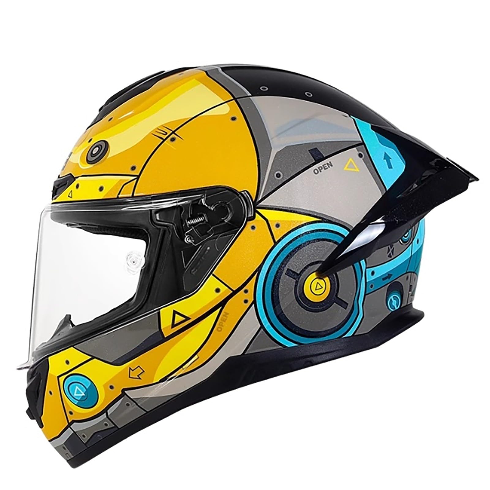 Integralhelm Mit Sonnenblende, Racing Style Motorrad Helm Mit Aerodynamischem Spoiler, Motorradhelm Full-Face Helme Für Damen Und Herren, ECE Zertifiziert L,M(54-55CM) von CQHZCL