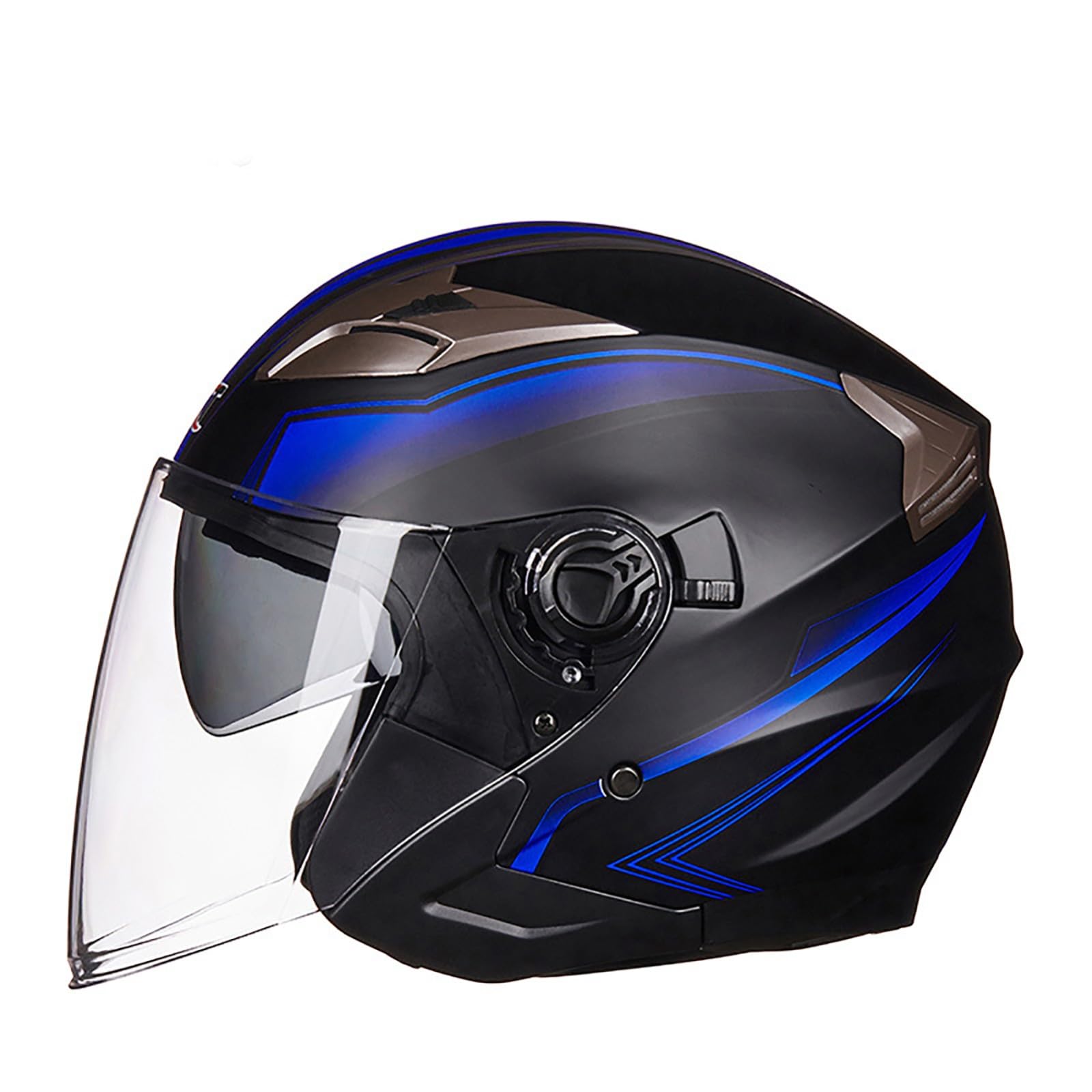 Roller Helm, Mopedhelm, Jethelm Mit Visier, Atmungsaktiv Mopedhelm Für Herren Damen, Offener Sturzhelm, 3/4-Helme ECE Zertifiziert B,M(57-58CM) von CQHZCL