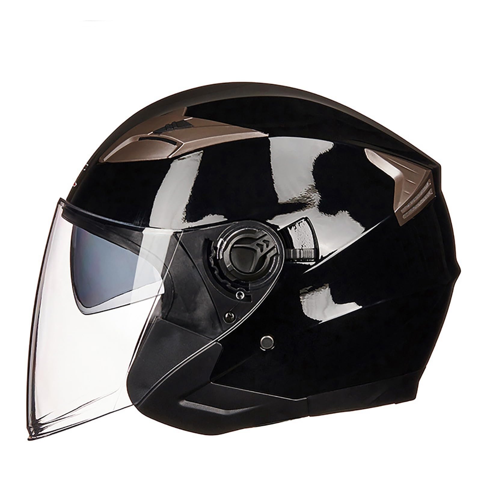 Roller Helm, Mopedhelm, Jethelm Mit Visier, Atmungsaktiv Mopedhelm Für Herren Damen, Offener Sturzhelm, 3/4-Helme ECE Zertifiziert D,L(59-60CM) von CQHZCL