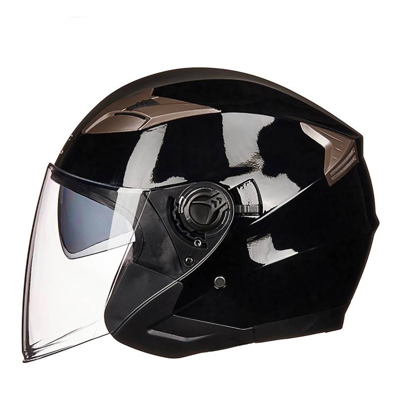 Roller Helm, Mopedhelm, Jethelm Mit Visier, Atmungsaktiv Mopedhelm Für Herren Damen, Offener Sturzhelm, 3/4-Helme ECE Zertifiziert D,L(59-60CM) von CQHZCL