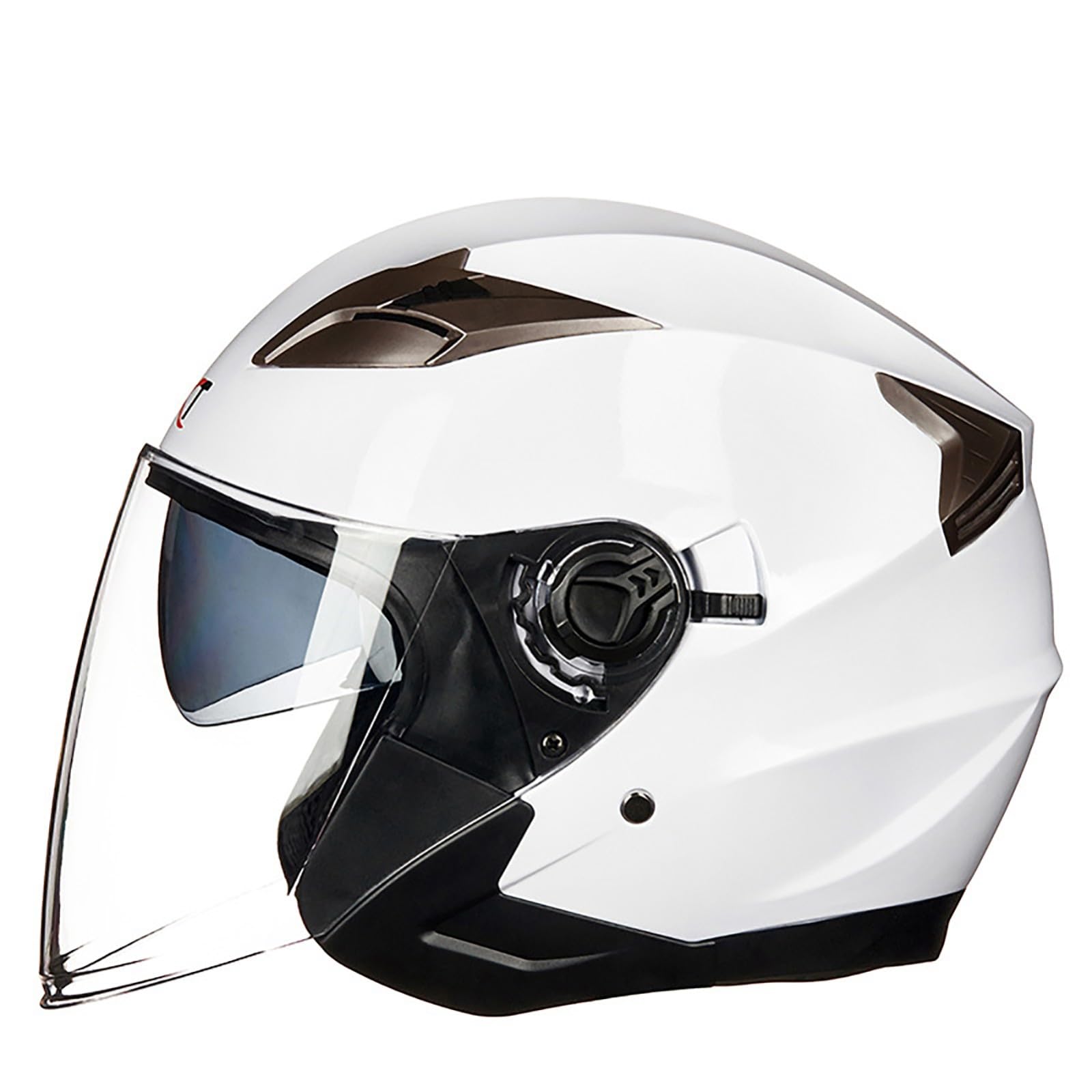 Roller Helm, Mopedhelm, Jethelm Mit Visier, Atmungsaktiv Mopedhelm Für Herren Damen, Offener Sturzhelm, 3/4-Helme ECE Zertifiziert E,L(59-60CM) von CQHZCL