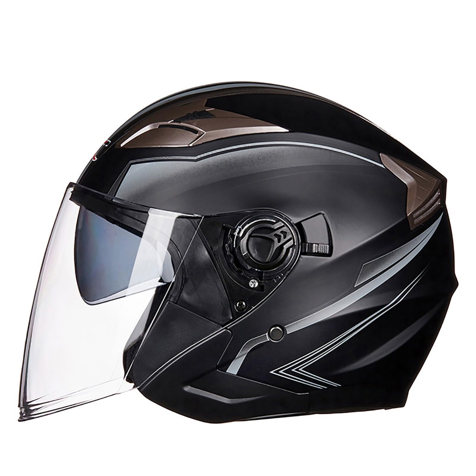 Roller Helm, Mopedhelm, Jethelm Mit Visier, Atmungsaktiv Mopedhelm Für Herren Damen, Offener Sturzhelm, 3/4-Helme ECE Zertifiziert F,M(57-58CM) von CQHZCL