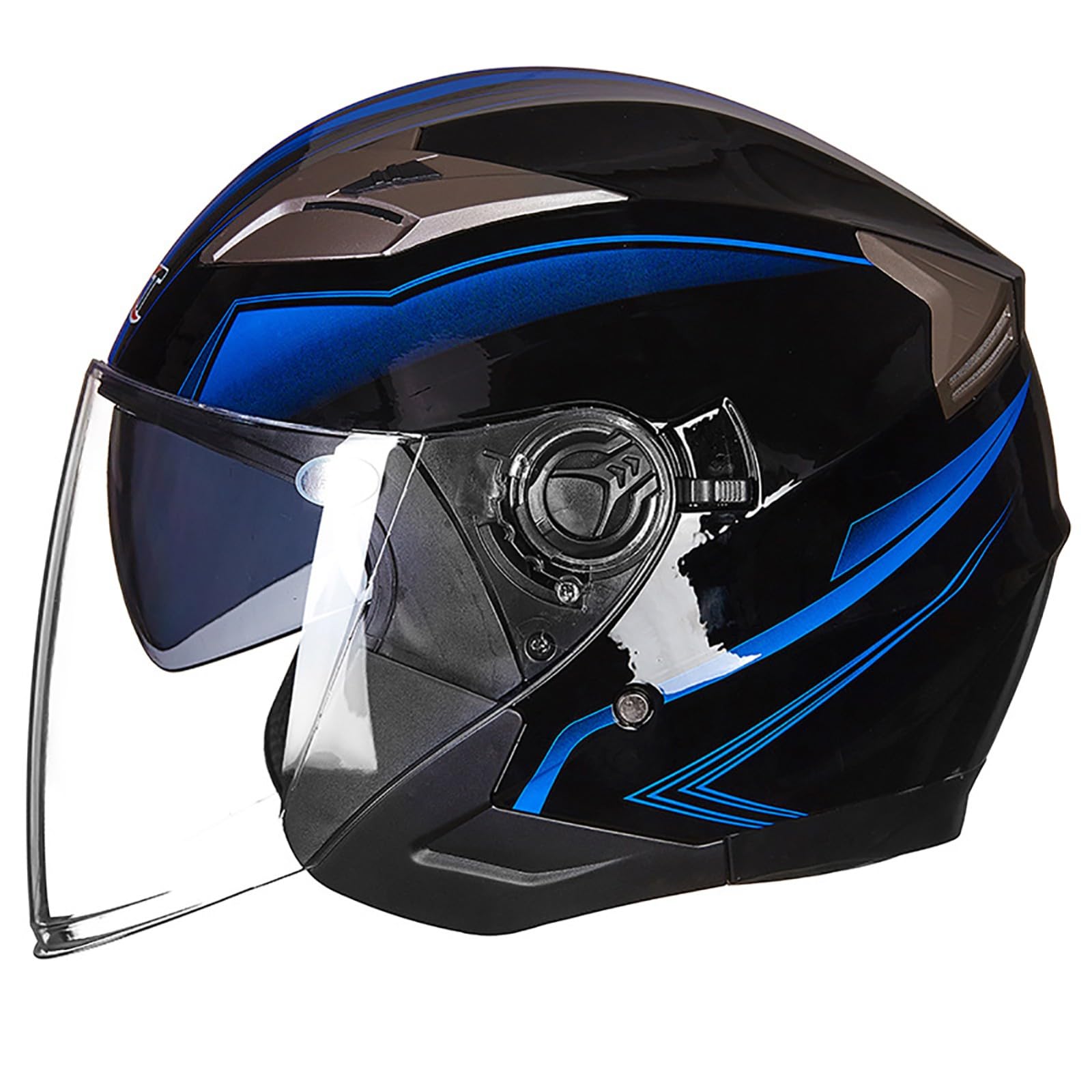 Roller Helm, Mopedhelm, Jethelm Mit Visier, Atmungsaktiv Mopedhelm Für Herren Damen, Offener Sturzhelm, 3/4-Helme ECE Zertifiziert H,L(59-60CM) von CQHZCL