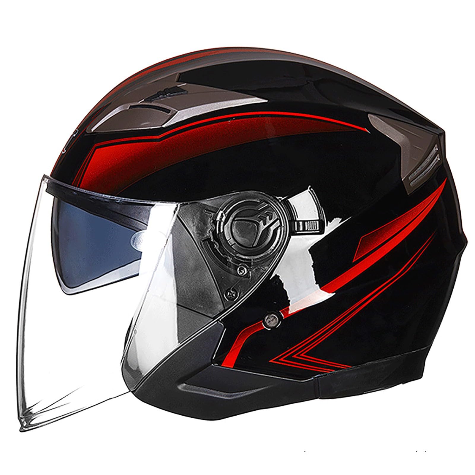 Roller Helm, Mopedhelm, Jethelm Mit Visier, Atmungsaktiv Mopedhelm Für Herren Damen, Offener Sturzhelm, 3/4-Helme ECE Zertifiziert I,L(59-60CM) von CQHZCL