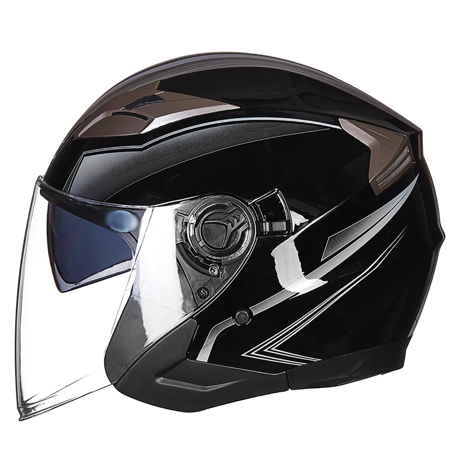 Roller Helm, Mopedhelm, Jethelm Mit Visier, Atmungsaktiv Mopedhelm Für Herren Damen, Offener Sturzhelm, 3/4-Helme ECE Zertifiziert J,L(59-60CM) von CQHZCL