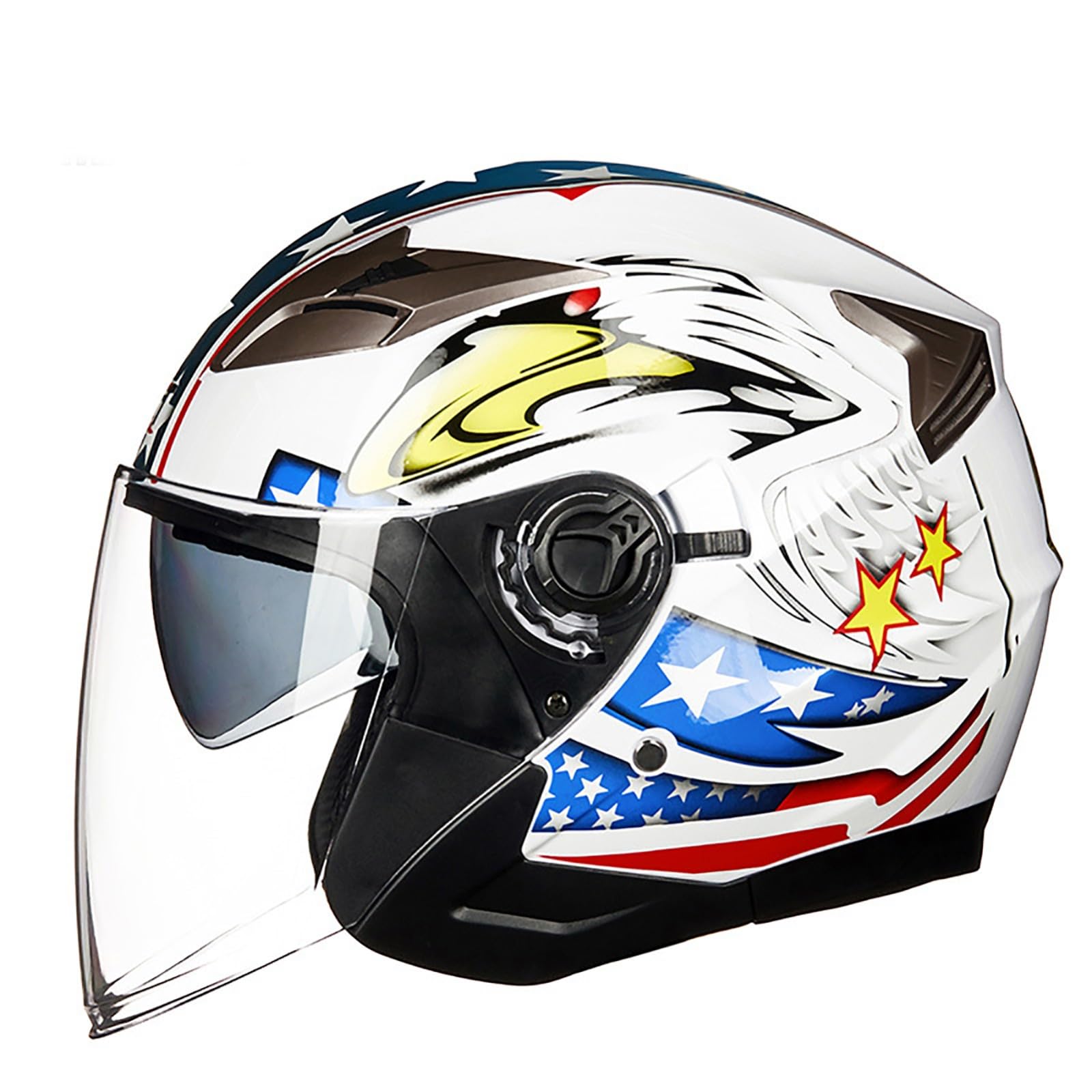 Roller Helm, Mopedhelm, Jethelm Mit Visier, Atmungsaktiv Mopedhelm Für Herren Damen, Offener Sturzhelm, 3/4-Helme ECE Zertifiziert O,L(59-60CM) von CQHZCL