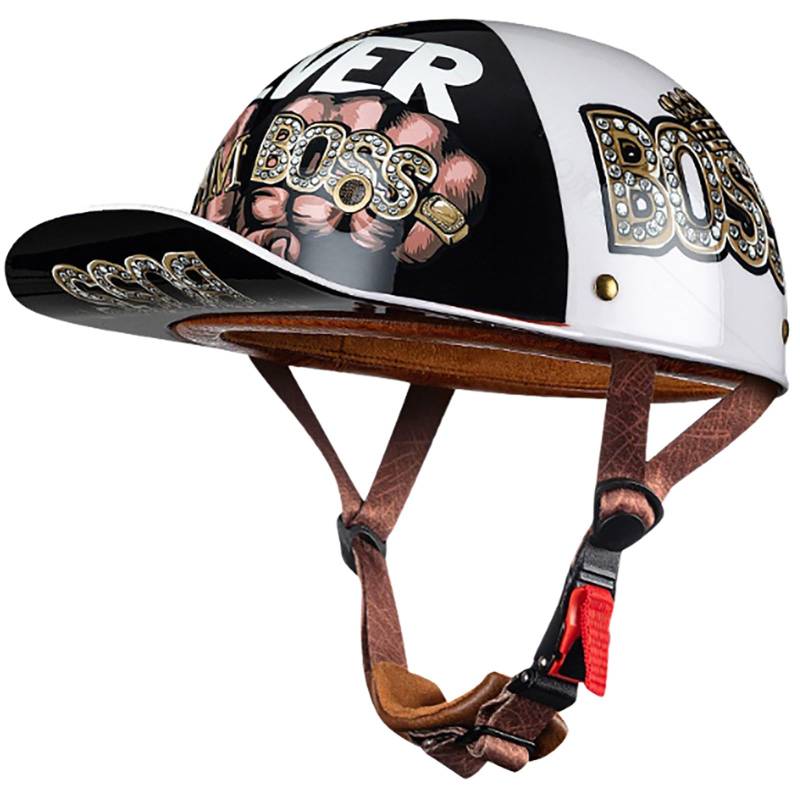 Sommerhelme Baseballkappe ECE-Geprüfter Halbschalenhelm Für Erwachsene Männer Und Frauen Wasserdichter Und Belüfteter Motorradhelm Für Den Straßengebrauch Offener Motorradhelm C,XXL(63-64CM) von CQHZCL