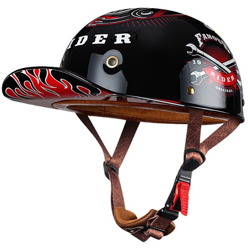 Sommerhelme Baseballkappe ECE-Geprüfter Halbschalenhelm Für Erwachsene Männer Und Frauen Wasserdichter Und Belüfteter Motorradhelm Für Den Straßengebrauch Offener Motorradhelm D,M(53-56CM) von CQHZCL