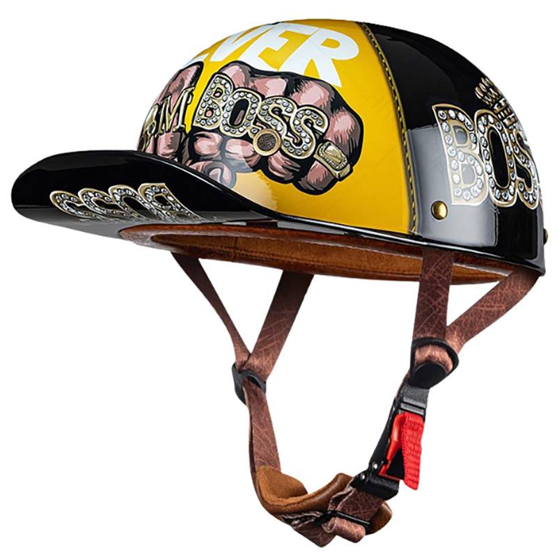 Sommerhelme Baseballkappe ECE-Geprüfter Halbschalenhelm Für Erwachsene Männer Und Frauen Wasserdichter Und Belüfteter Motorradhelm Für Den Straßengebrauch Offener Motorradhelm G,XXL(63-64CM) von CQHZCL