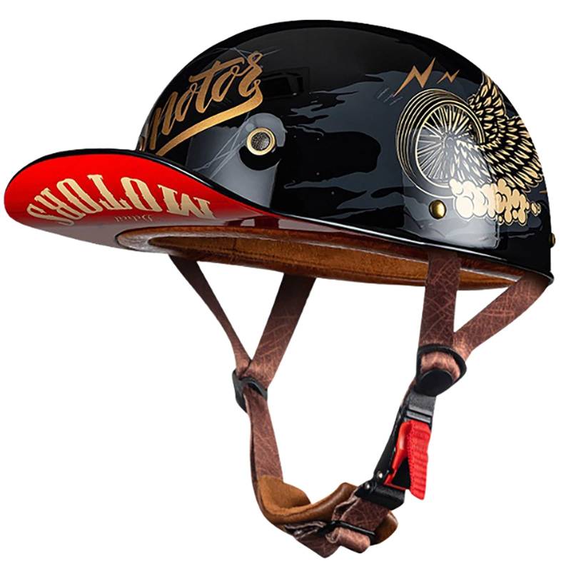 Sommerhelme Baseballkappe ECE-Geprüfter Halbschalenhelm Für Erwachsene Männer Und Frauen Wasserdichter Und Belüfteter Motorradhelm Für Den Straßengebrauch Offener Motorradhelm I,XXL(63-64CM) von CQHZCL