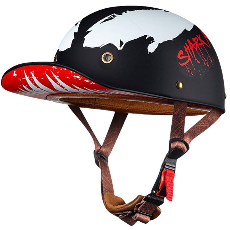 Sommerhelme Baseballkappe ECE-Geprüfter Halbschalenhelm Für Erwachsene Männer Und Frauen Wasserdichter Und Belüfteter Motorradhelm Für Den Straßengebrauch Offener Motorradhelm K,XL(60-62CM) von CQHZCL