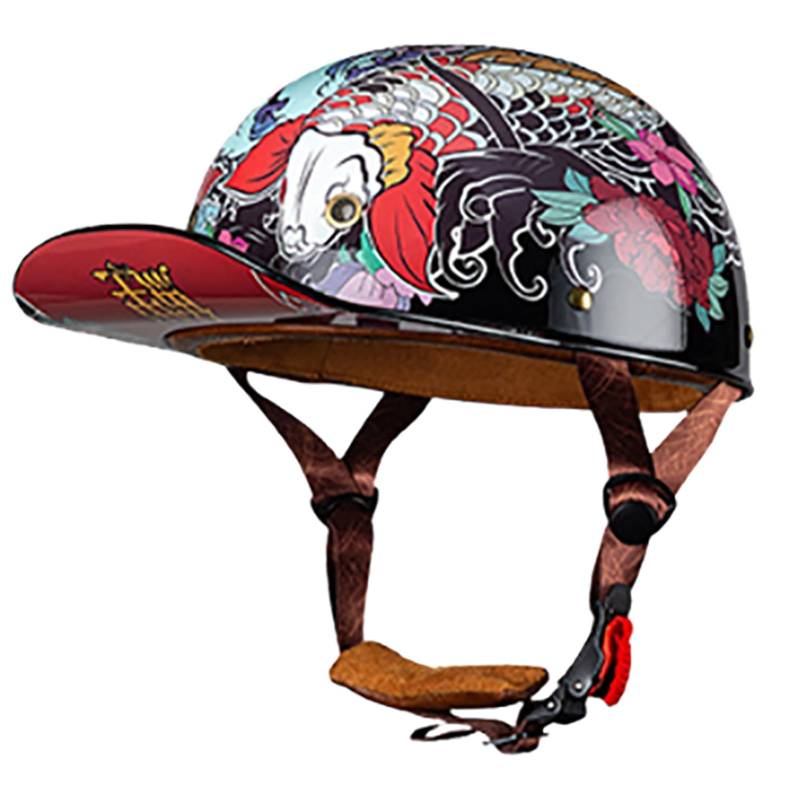 Sommerhelme Baseballkappe ECE-Geprüfter Halbschalenhelm Für Erwachsene Männer Und Frauen Wasserdichter Und Belüfteter Motorradhelm Für Den Straßengebrauch Offener Motorradhelm M,XXL(63-64CM) von CQHZCL