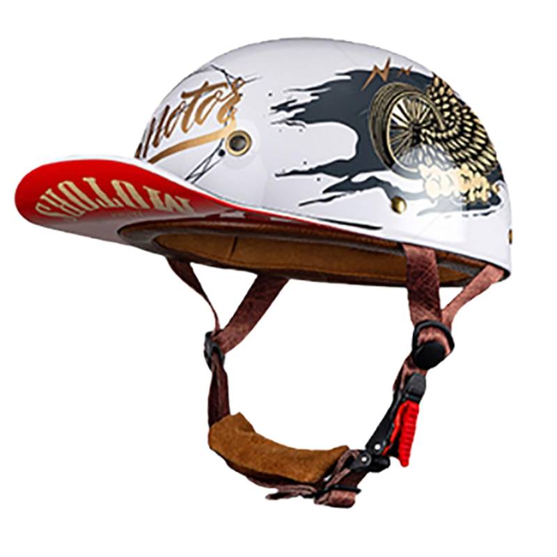 Sommerhelme Baseballkappe ECE-Geprüfter Halbschalenhelm Für Erwachsene Männer Und Frauen Wasserdichter Und Belüfteter Motorradhelm Für Den Straßengebrauch Offener Motorradhelm N,XXL(63-64CM) von CQHZCL