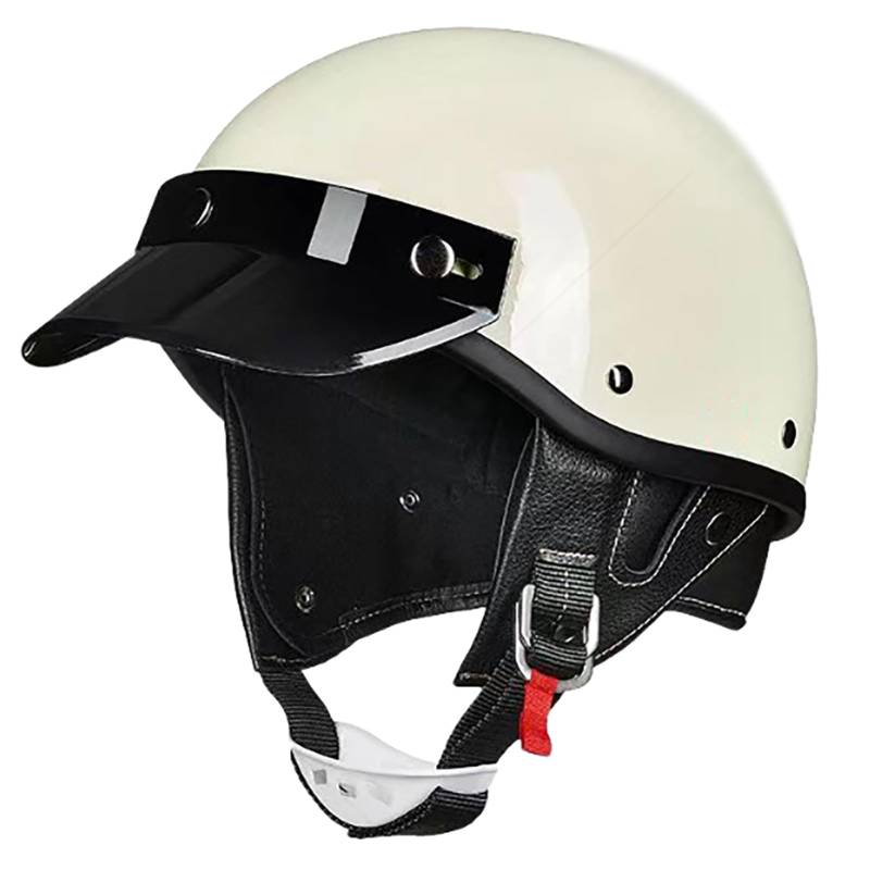 Vintage-Motorrad-Halbhelm Leichtes Belüftungsdesign Offenes Gesicht Motorradhelme Mit Krempe Retro-Moped-Rollerhelm Für Erwachsene Männer Und Frauen A,L(59-60CM) von CQHZCL