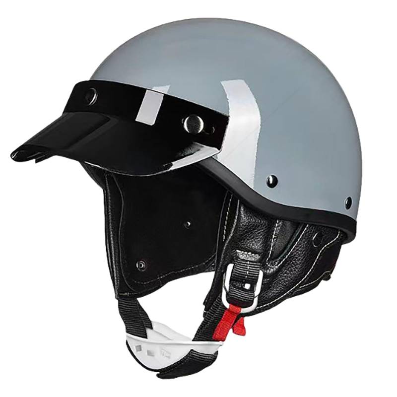 Vintage-Motorrad-Halbhelm Leichtes Belüftungsdesign Offenes Gesicht Motorradhelme Mit Krempe Retro-Moped-Rollerhelm Für Erwachsene Männer Und Frauen B,L(59-60CM) von CQHZCL
