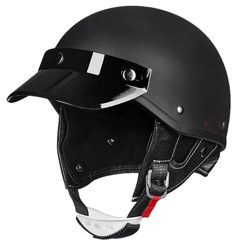Vintage-Motorrad-Halbhelm Leichtes Belüftungsdesign Offenes Gesicht Motorradhelme Mit Krempe Retro-Moped-Rollerhelm Für Erwachsene Männer Und Frauen C,M(57-58CM) von CQHZCL