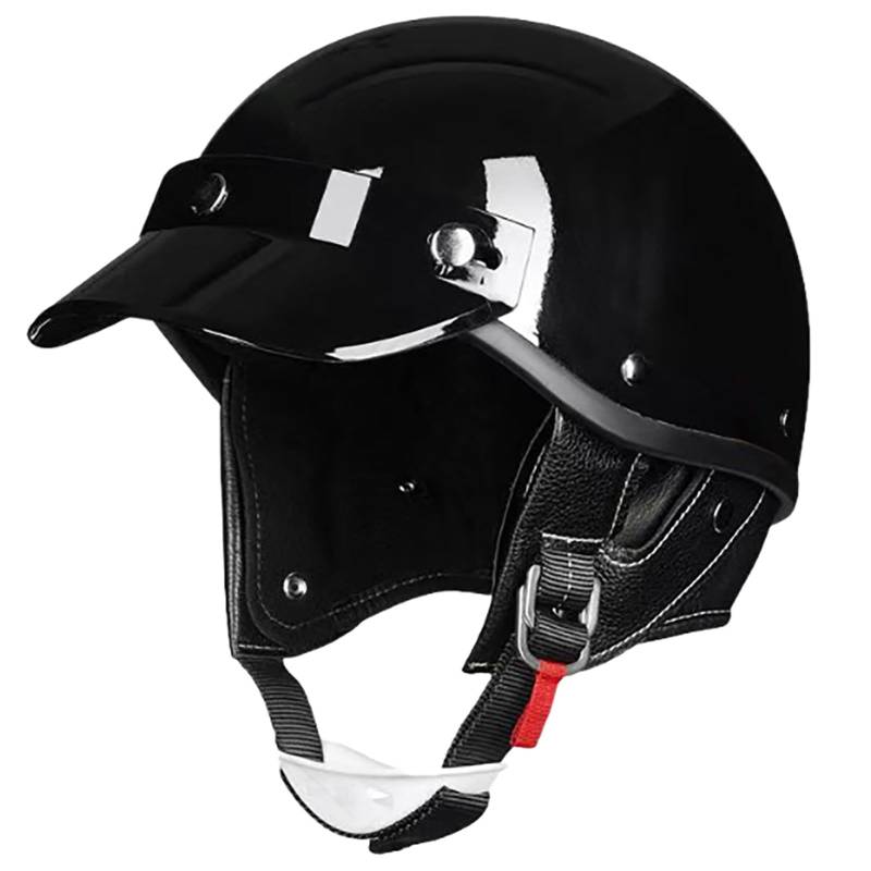 Vintage-Motorrad-Halbhelm Leichtes Belüftungsdesign Offenes Gesicht Motorradhelme Mit Krempe Retro-Moped-Rollerhelm Für Erwachsene Männer Und Frauen D,L(59-60CM) von CQHZCL