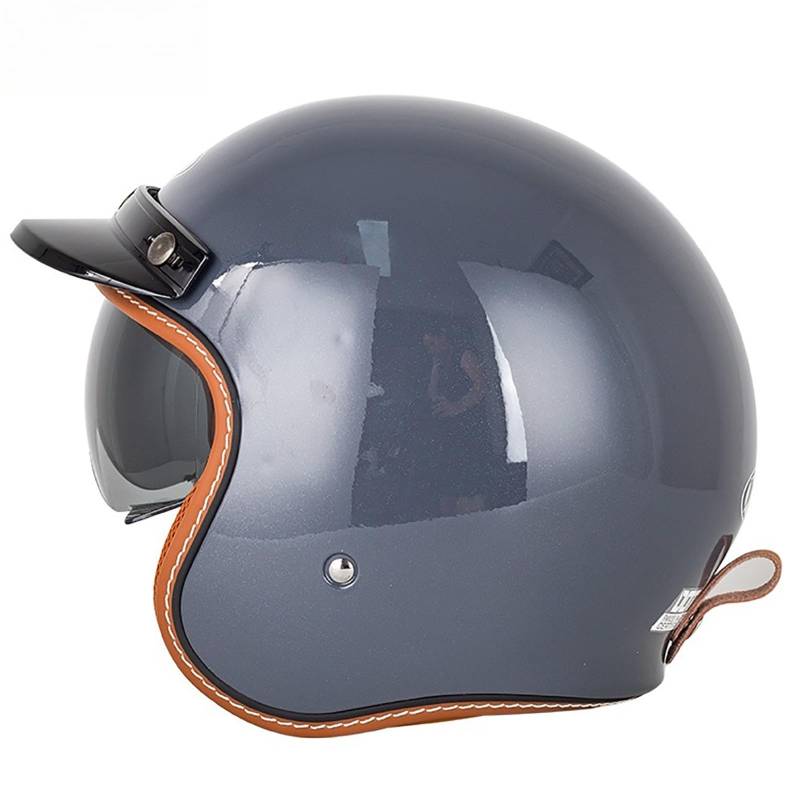 Vintage-Motorradhelm Offener Helm Retro-Motorradhelm Im Deutschen Stil Roller-Mopedhelm Für Erwachsene Männer Und Frauen E,XL(61-62CM) von CQHZCL