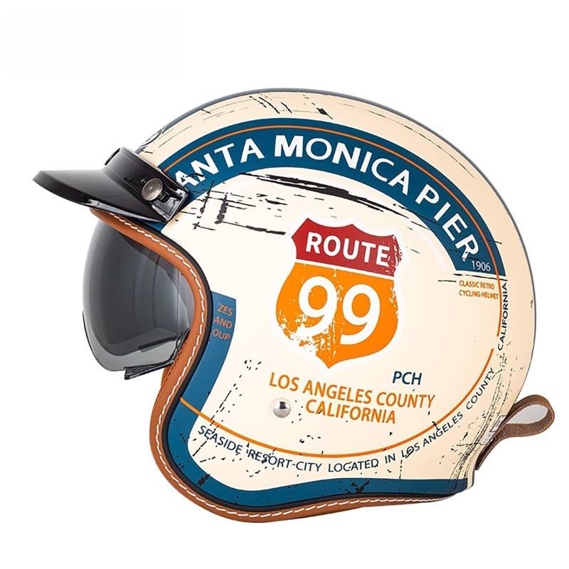 Vintage-Motorradhelm Offener Helm Retro-Motorradhelm Im Deutschen Stil Roller-Mopedhelm Für Erwachsene Männer Und Frauen H,L(59-60CM) von CQHZCL