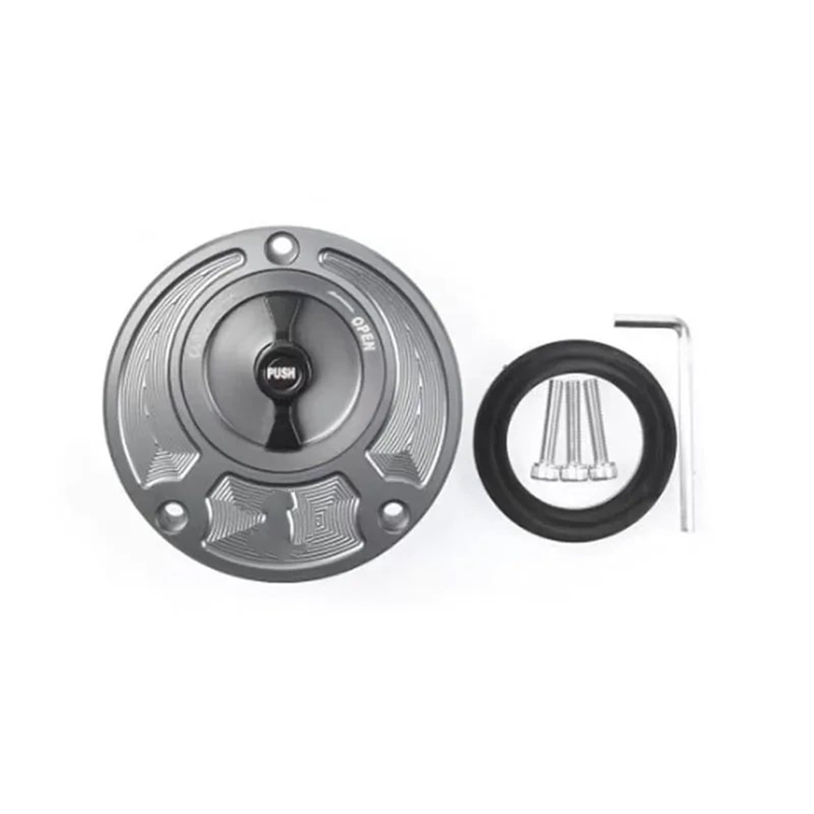 Auto Kraftstofftankdecke Linie CNC Aluminium Keyless Fuel Tankdeckel Abdeckung Fit Für Yamaha MT 01 MT03 MT07 MT09 MT10 MT 15 MT25 MT125(Grey Black) von CQJJXKYC