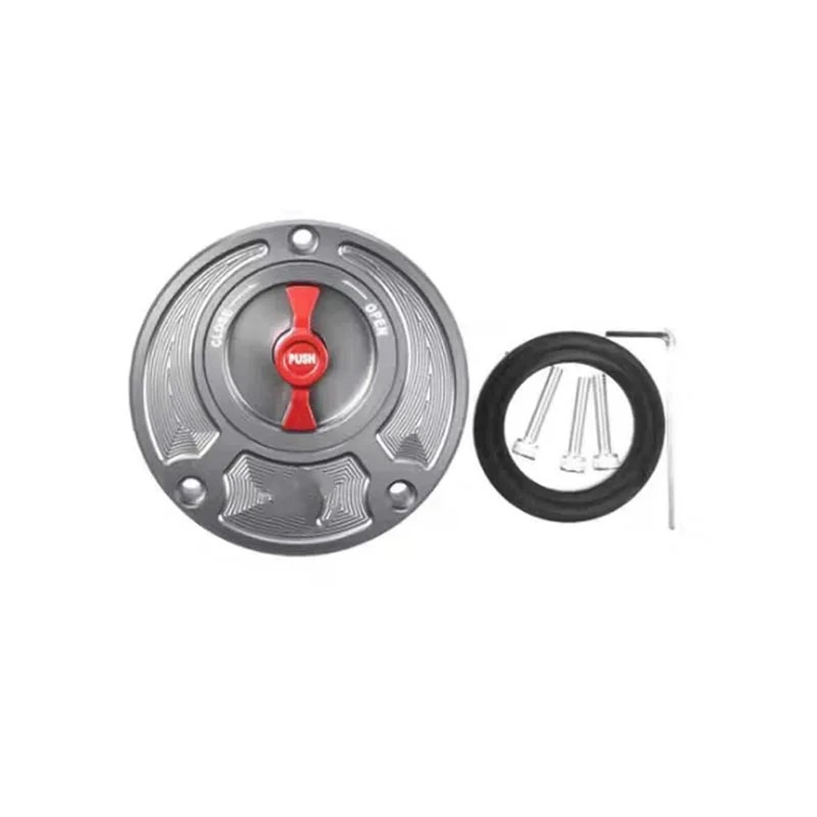 Auto Kraftstofftankdecke Linie CNC Aluminium Keyless Fuel Tankdeckel Abdeckung Fit Für Yamaha MT 01 MT03 MT07 MT09 MT10 MT 15 MT25 MT125(Grey Red) von CQJJXKYC